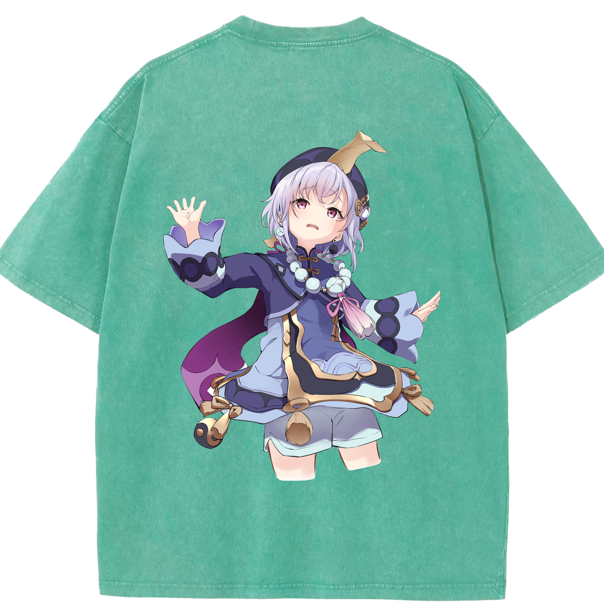 げんし神 七七 なな  genshin Nana 綿100% ヴィンテージ風 半袖Tシャツ（背面プリント）